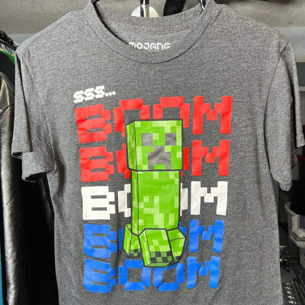 Mojang Minecraft Creepers Boys Graphic Print Tee Tshirt SZ Medium 8/10